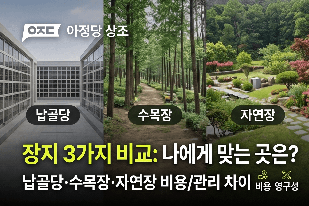 장지 3가지 비교ㅣ납골당·수목장·자연장 비용과 관리 차이 정리